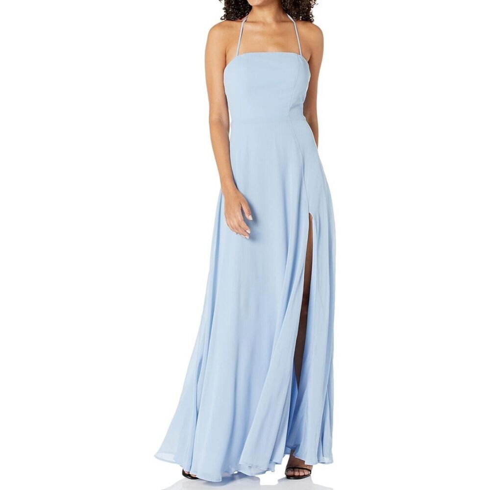 Speechless Women's Halter Chiffon Maxi Blue Dress Size 11